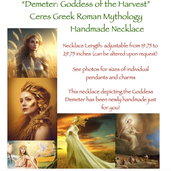 “Demeter: Goddess of the Harvest” Ceres Greek Mythology Handmade Necklace, Wheat - Picture 15 of 16